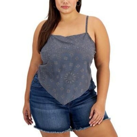 Grayson Threads Black Trendy Plus Size Printed Bandana Top - Black Paisley Banda - Picture 1 of 3